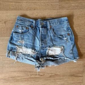 Levis Light Blue 501 Denim Shorts
